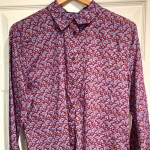 J. Crew Red and Blue Floral Button Down Shirt